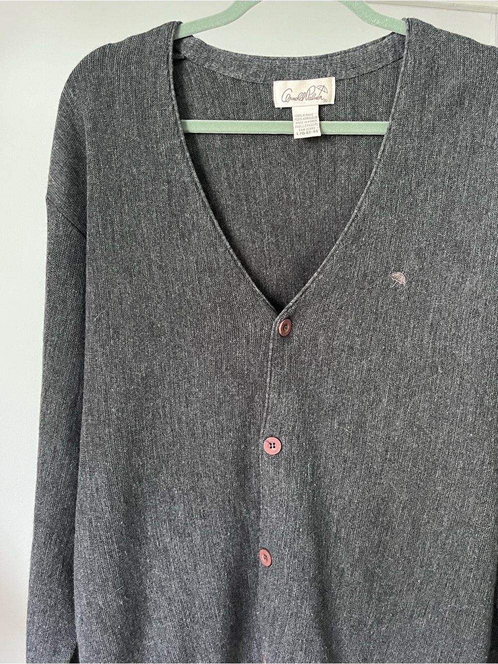 Vintage Arnold Palmer Grey Cardigan Size Large